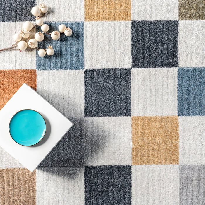 Naya Checkered Machine Washable Area Rug: Beige / Rectangle / 7' 10" x 10'