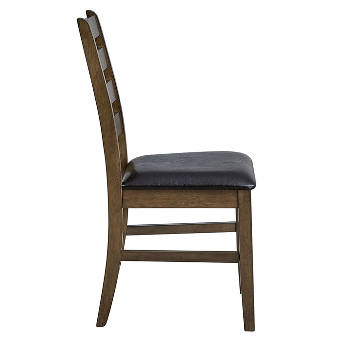 Damica - Side Chair (Set of 2) - Brown Synthetic Leather & Walnut