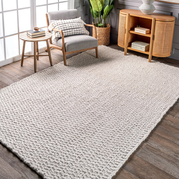 Glendora Hand Woven Chevron Area Rug: Ivory / Rectangle / 5' x 8'