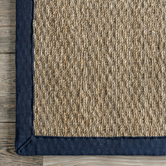 Elijah Seagrass with Border Area Rug: Beige / Round / 6'