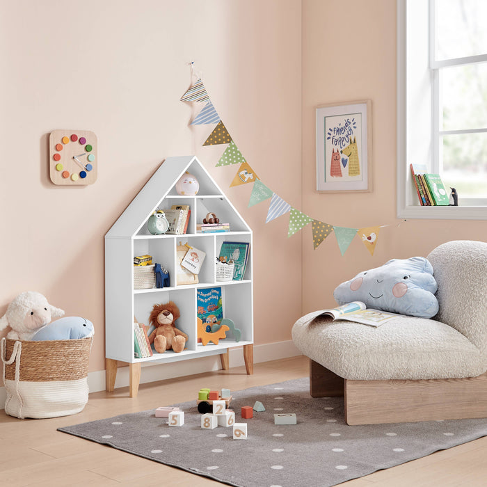 Steiner White Dollhouse Kids Bookshelf with Beech Legs