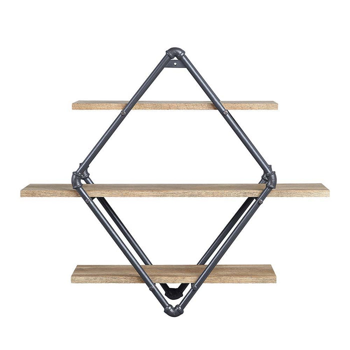 Brantley - 31" Wall Rack With 3 Shelves - Oak & Sandy Black