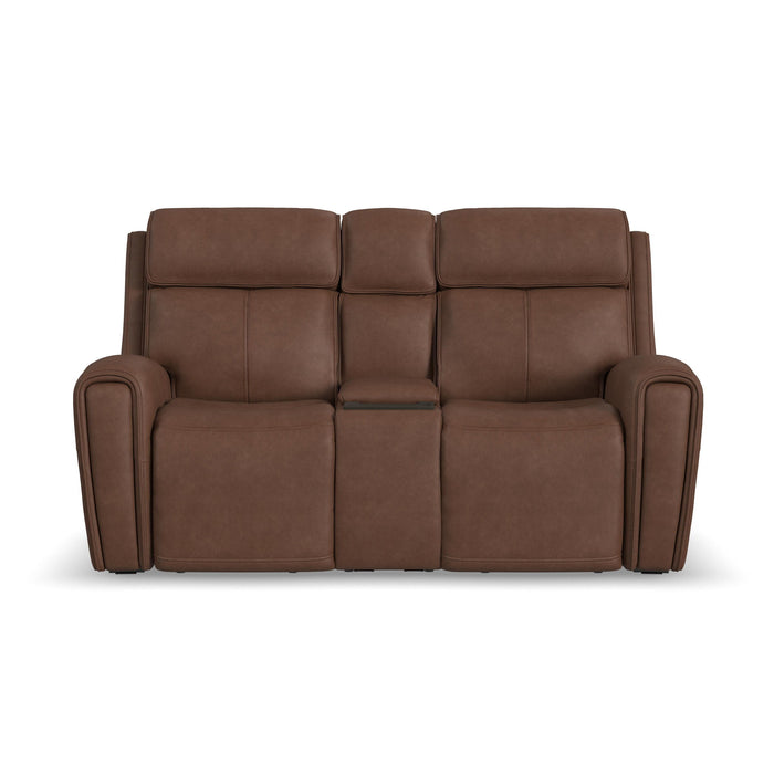 Warren - Power Reclining Loveseat With Console, Power Headrest & Lumbar - Dark Brown