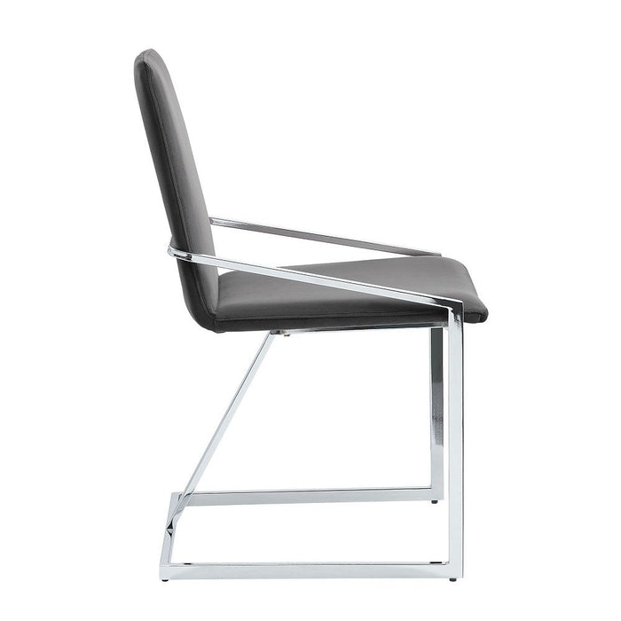 Zlatan - Side Chair Set of 2) - Gray Velvet & Chrome