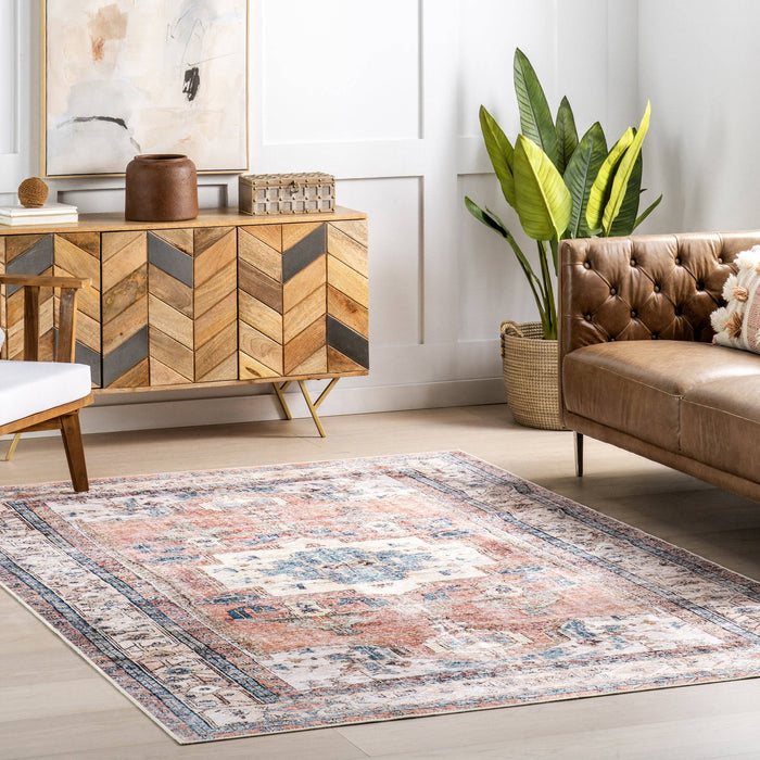 SplashGuard Machine Washable Area Rug: Light Rust / Rectangle / 5' x 8'