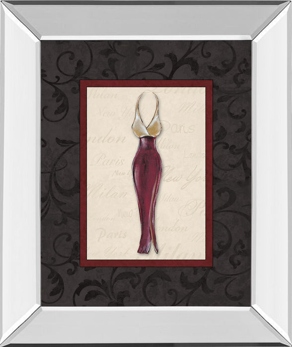 Fashion Dress Il By Susan Osbourne Mirror Framed Print Wall Art - Dark Gray