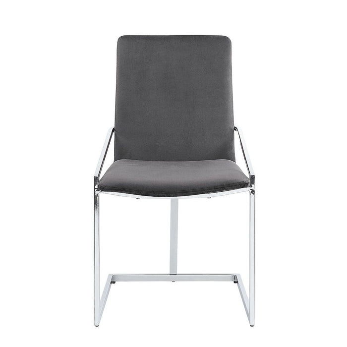 Zlatan - Side Chair Set of 2) - Gray Velvet & Chrome