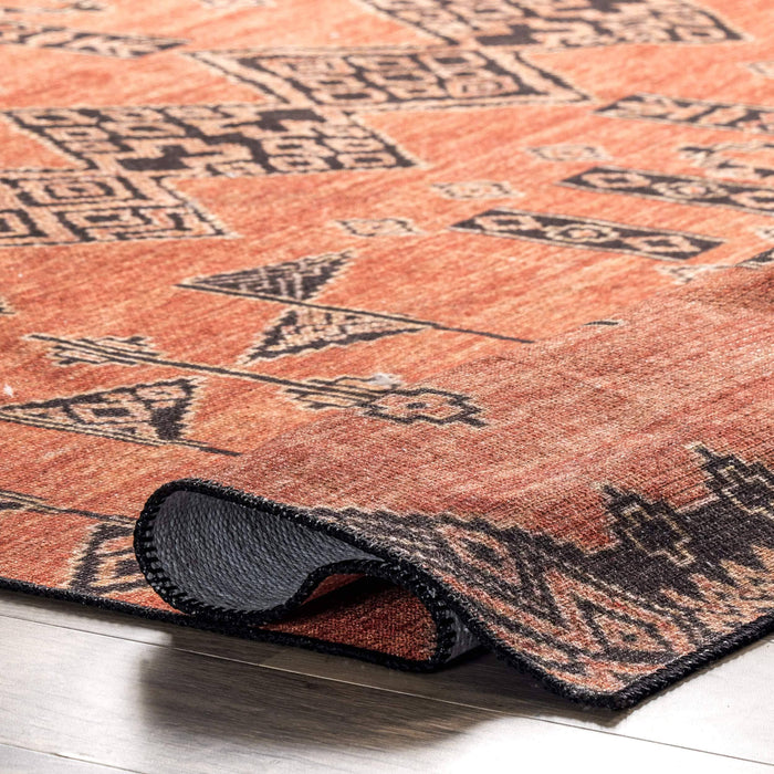 Quincy Cotton-Blend Traditional Area Rug: Rust / Runner / 2' x 8'