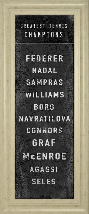 The Greatest Tennis Champions By The Vintage Collection - Framed Print Wall Art - Black