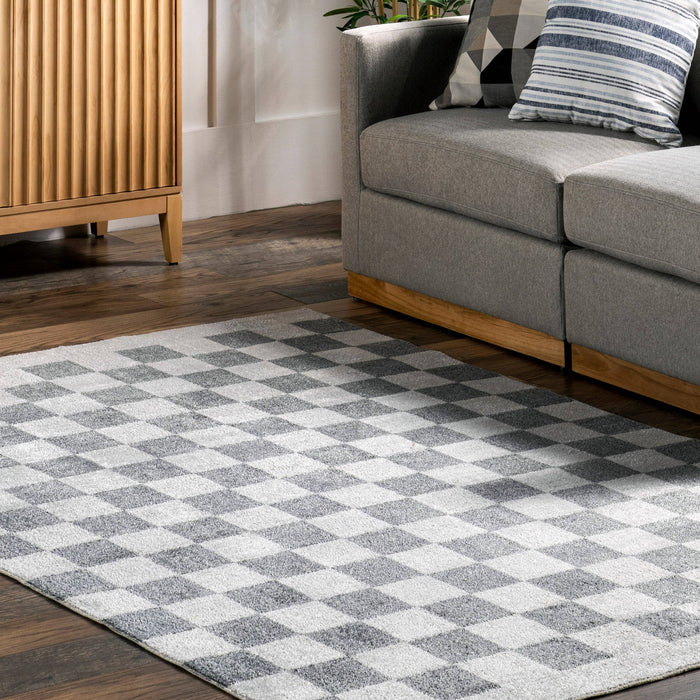 Naya Checkered Machine Washable Area Rug: Beige / Rectangle / 7' 10" x 10'