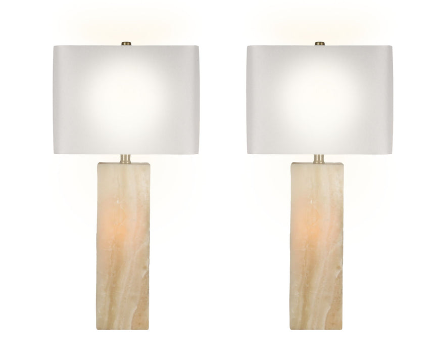 "Luminous Alabaster" Alabaster Table Lamp With Night Light (Set of 2) - Alabaster / Soft Gold