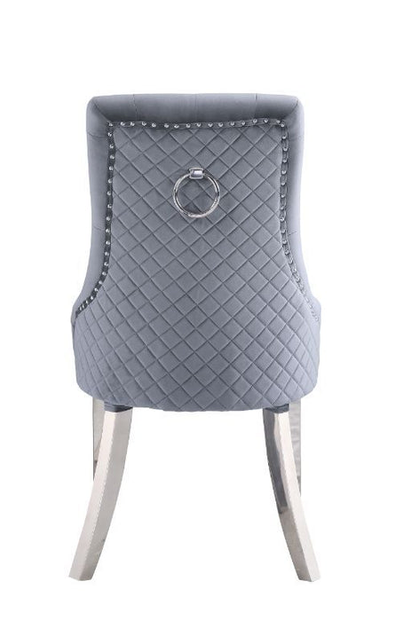 Satinka - Fabric Side Chair Set of 2) - Gray & Mirrored Silver