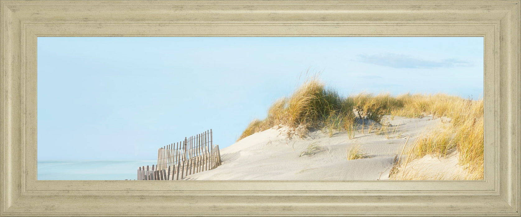Beachscape L By James Mcloughlin - Framed Print Wall Art - Light Blue