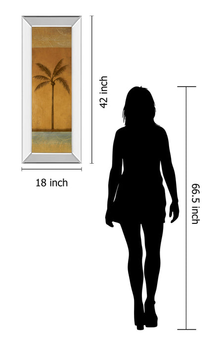 Golden Palm I By Jordan Grey - Mirror Framed Print Wall Art - Light Brown