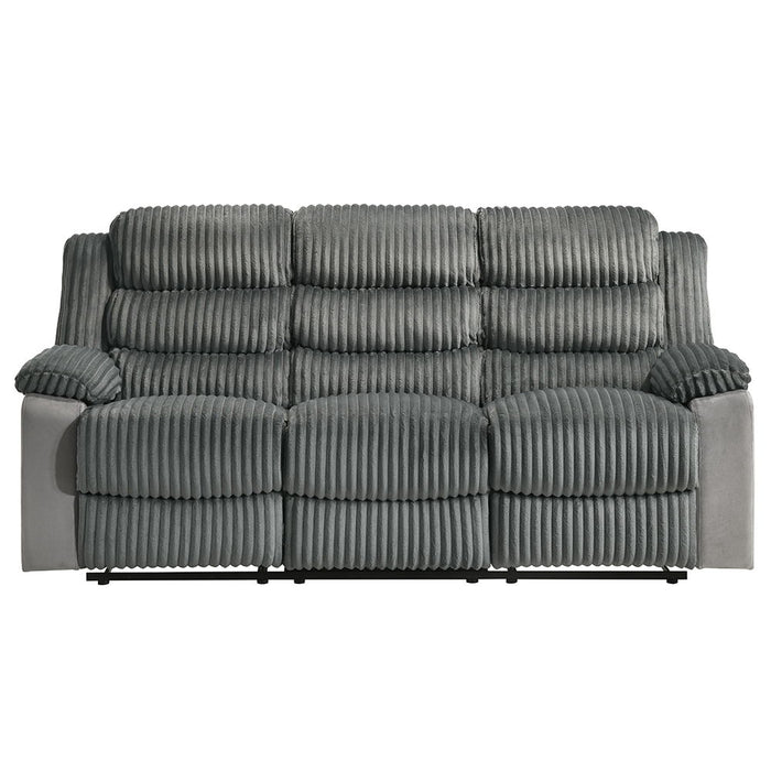 Lesley - Motion Sofa - Gray Corduroy & Velvet