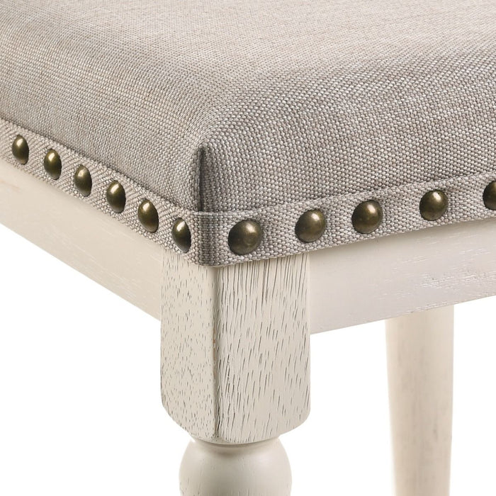 Tasnim - Counter Height Stool (Set of 2) - Tan Fabric & Antique White