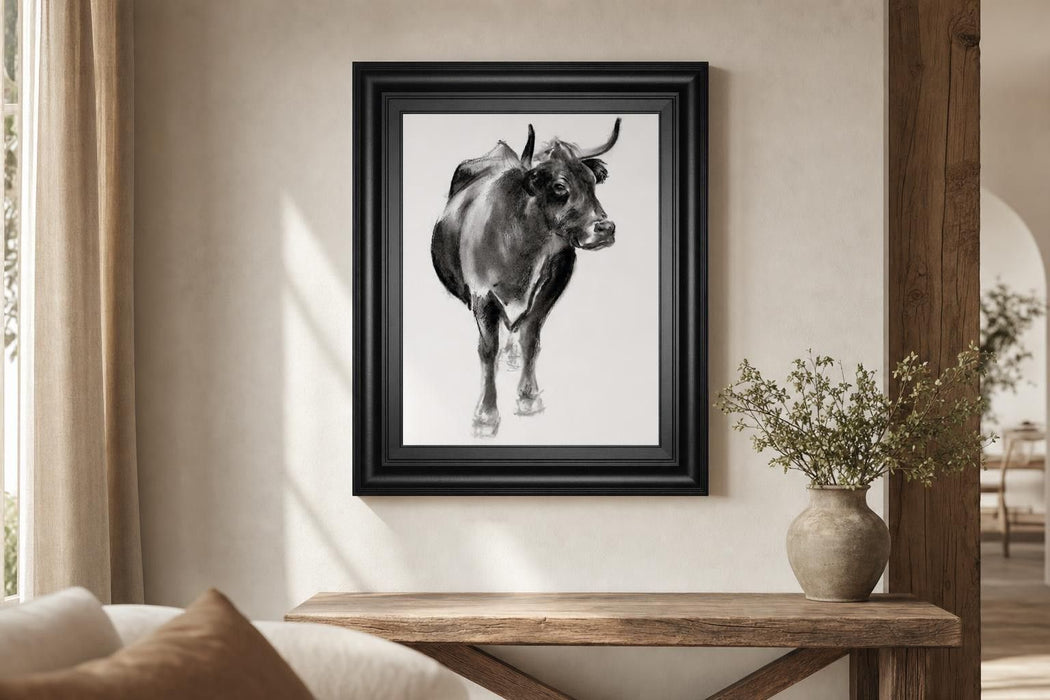 22x26 Charcoal Cattle I By Jennifer Paxton Parker - Dark Gray