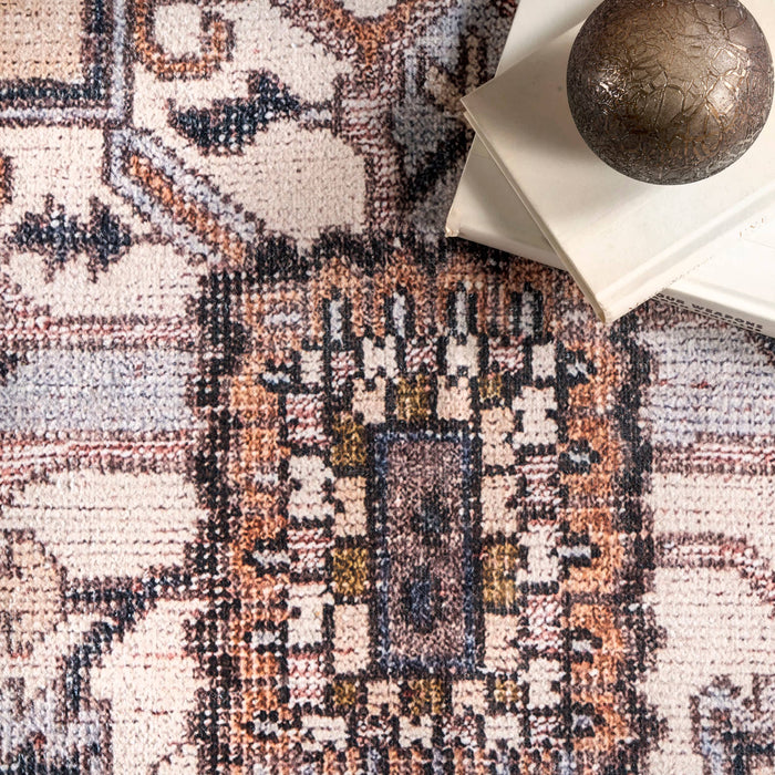 Sasha Machine Washable Medallion Area Rug: Pink / Rectangle / 5' x 8'