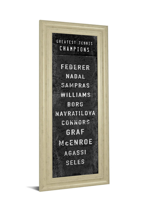 The Greatest Tennis Champions By The Vintage Collection - Framed Print Wall Art - Black