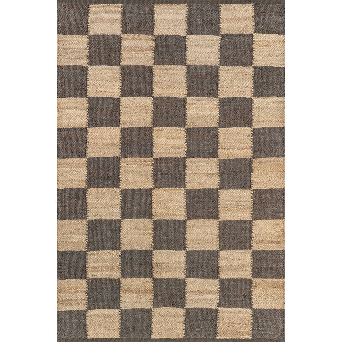 Christana Traditional Checkered Jute Area Rug: Ivory / Rectangle / 6' x 9'