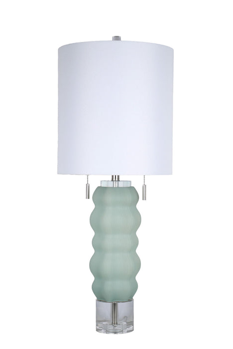 Oceanic Wave Glass & Crystal Table Lamp (Set of 2) - Mist Blue / Clear Crystal