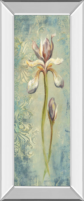 Floral Xi By Lee Hazel - Mirror Framed Print Wall Art - Light Blue