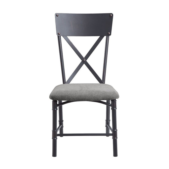Edina - Side Chair Set of 2) - Gray Fabric, Oak & Sandy Black
