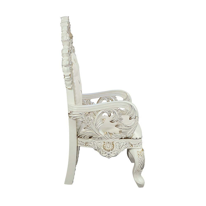 Adara - Arm Chair Set of 2) - Pearl White Synthetic Leather & Antique White