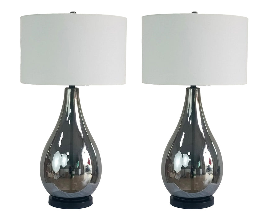 Smoke Pearl Essence Glass & Metal Table Lamp (Set of 2) - Smoke Pearl / Matte Black