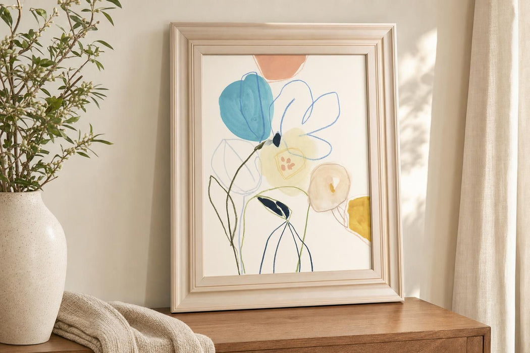 22x26 Contour Garden III By June Erica Vess - Light Blue