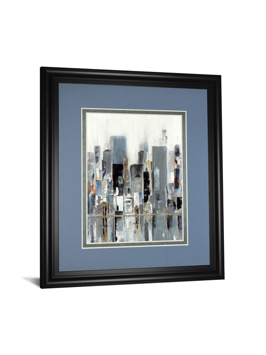 City Bridge By Aziz Kadmiri - Framed Print Wall Art - Blue