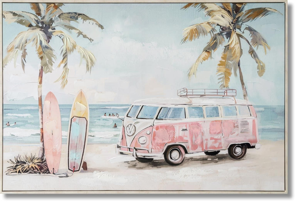 Pastel Surf Getaway - 33" x 48" Framed Wall Art - Light Blue