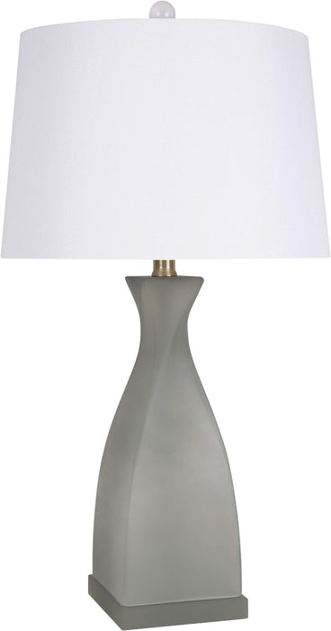 "Sage Elegance" Art Glass Table Lamp (Set of 2) - Frosted Sage Green / Frosted Crystal