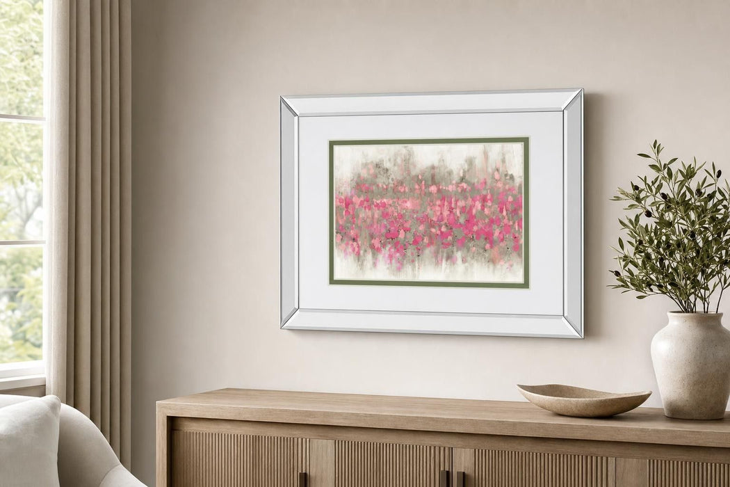 Crossing Abstract II Mirror Framed By DanMeneely - Pink