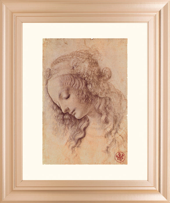Testa Di Donna Di Profilo By Leonardo Da Vinci - Framed Print Wall Art - Light Brown