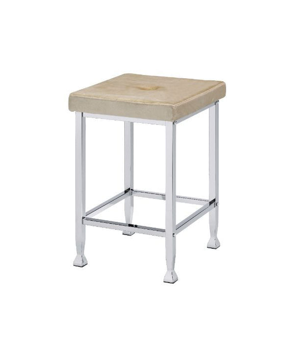 Raine - Counter Height Stool Set of 2) - Beige Velvet & Chrome