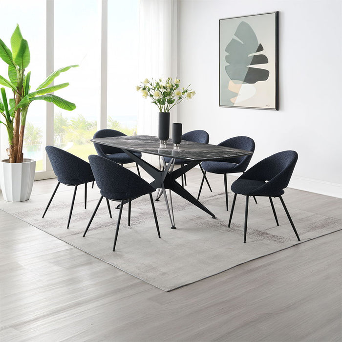 Klaus - Dining Table - Crystal Tempered Glass Top & Black Finish