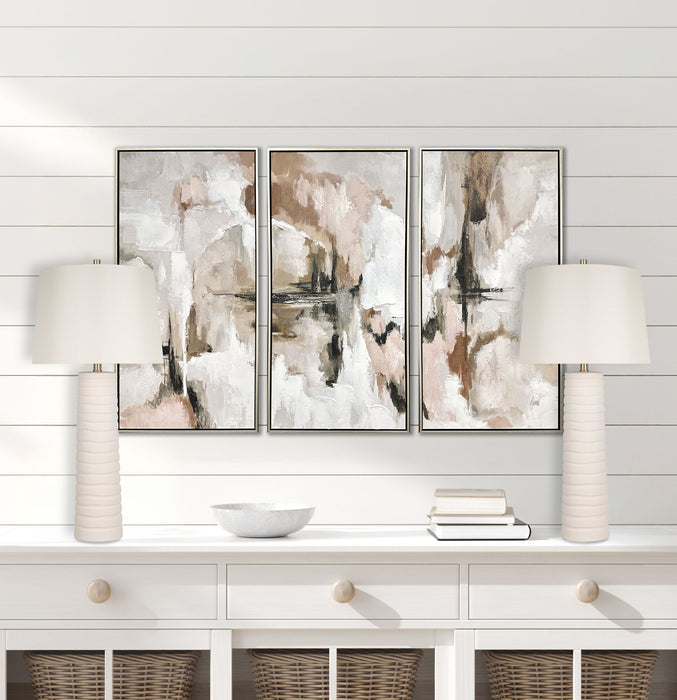"Calming Flow" Ceramic Table Lamp (Set of 2) - Textured White