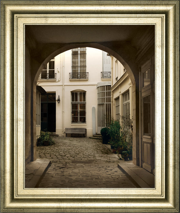 Marais Courtyard By Milla - Framed Print Wall Art - Light Brown