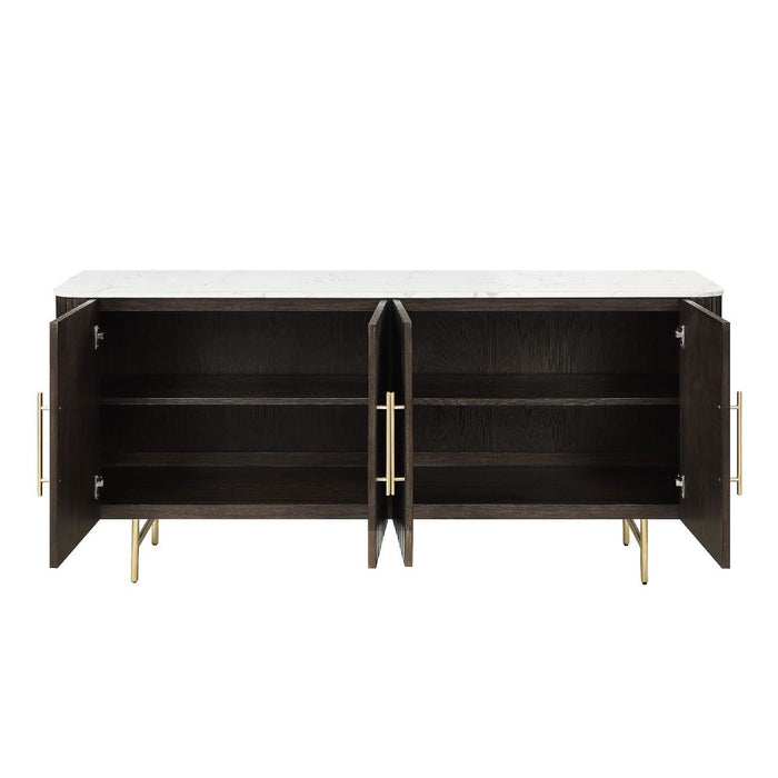 Clayten - Server - White Natural Marble Top & Espresso