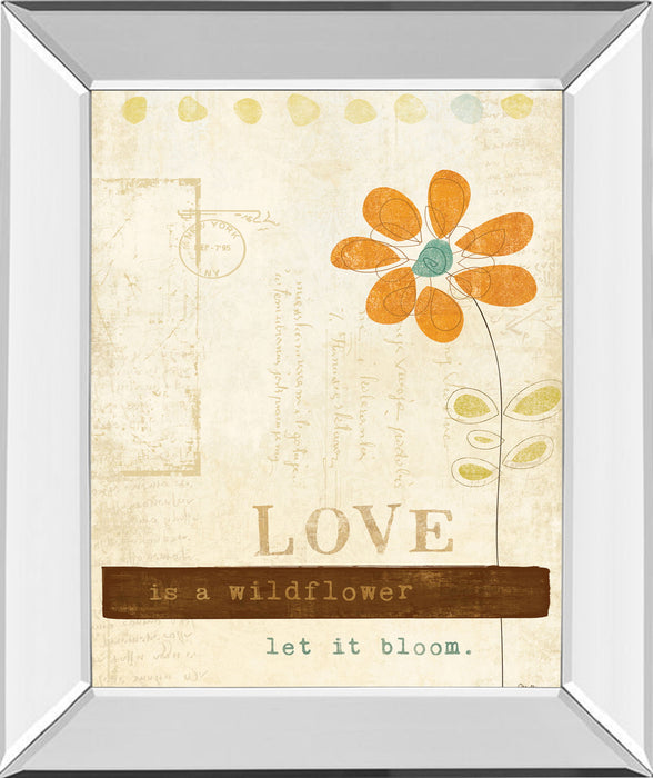 Let Love Bloom By Mollie B - Mirror Framed Print Wall Art - Beige