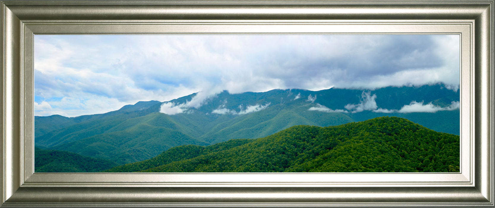 Misty Mountains Il By Kames Mcloughlin - Framed Print Wall Art - Blue
