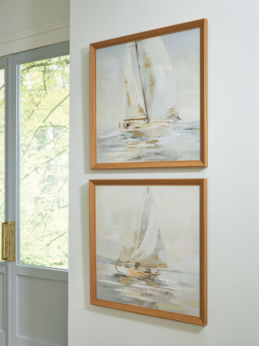 Winbrook - Wall Art Set (Set of 2) - Gray / Tan / Gold Finish