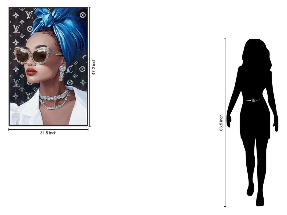 "Glamour Muse" Gloss With Foil & Rocks In Frame - Gloss / Metallic / Blue