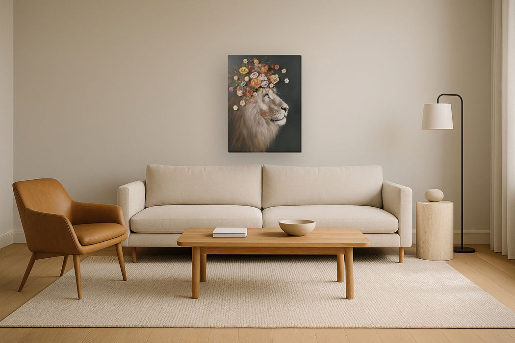 Floral Majesty - 40" x 30" Framed Wall Art - Light Brown