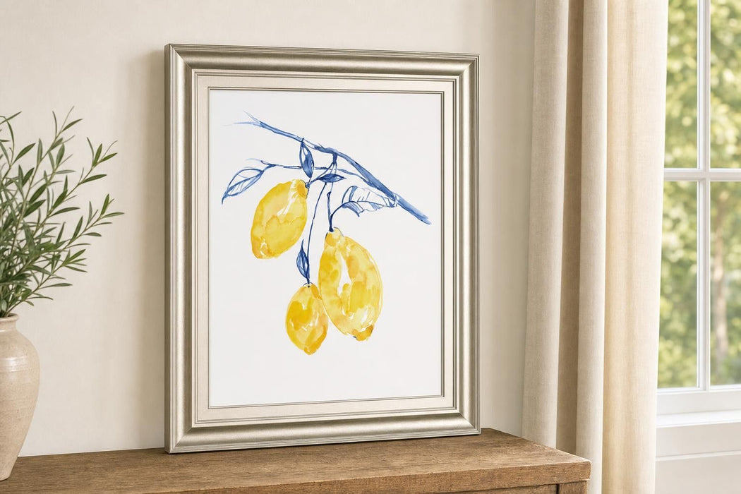 22x26 Watercolor Lemons II By Jennifer Goldberger - Yellow