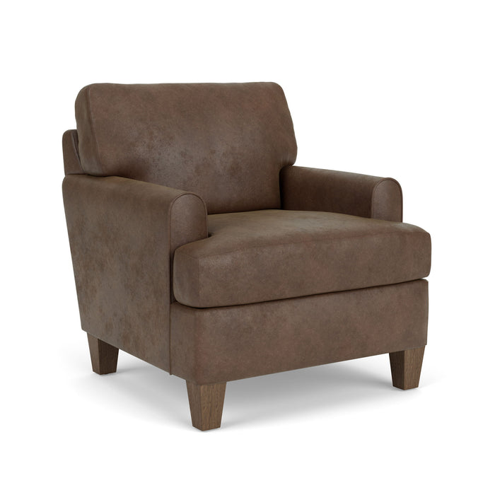 Moxy - Fabric Chair, T-Shaped Seat Cushion, Rounded Mailbox Arms