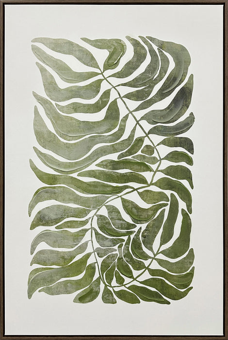 Frond Cadence I - 24 X 35 - Hand-Embellished Canvas In Frame - Green