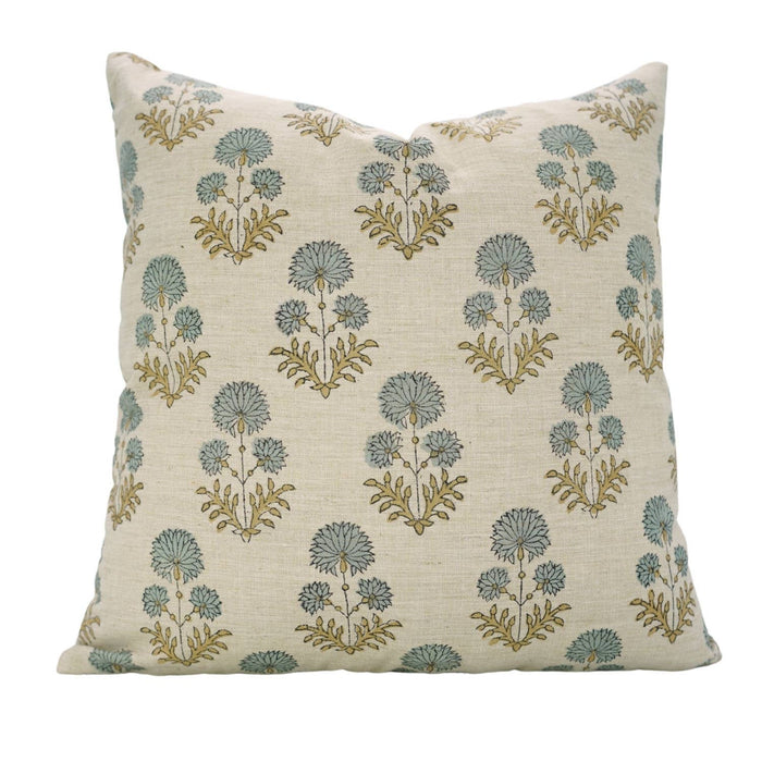 Boho Decor Block Print Linen Blend Pillow Cover - Rishi: Linen Blend / One Side / 18X18
