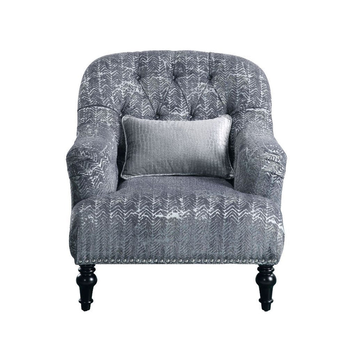 Gaura - Chair With Pillow - Dark Gray Velvet